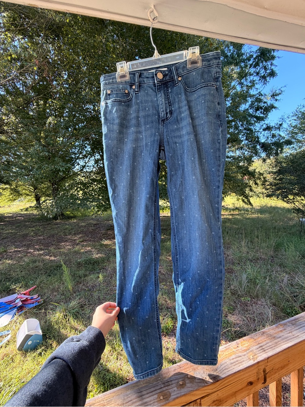 LC Lauren Conrad Speckled Dark Blue Straight-Leg Jeans